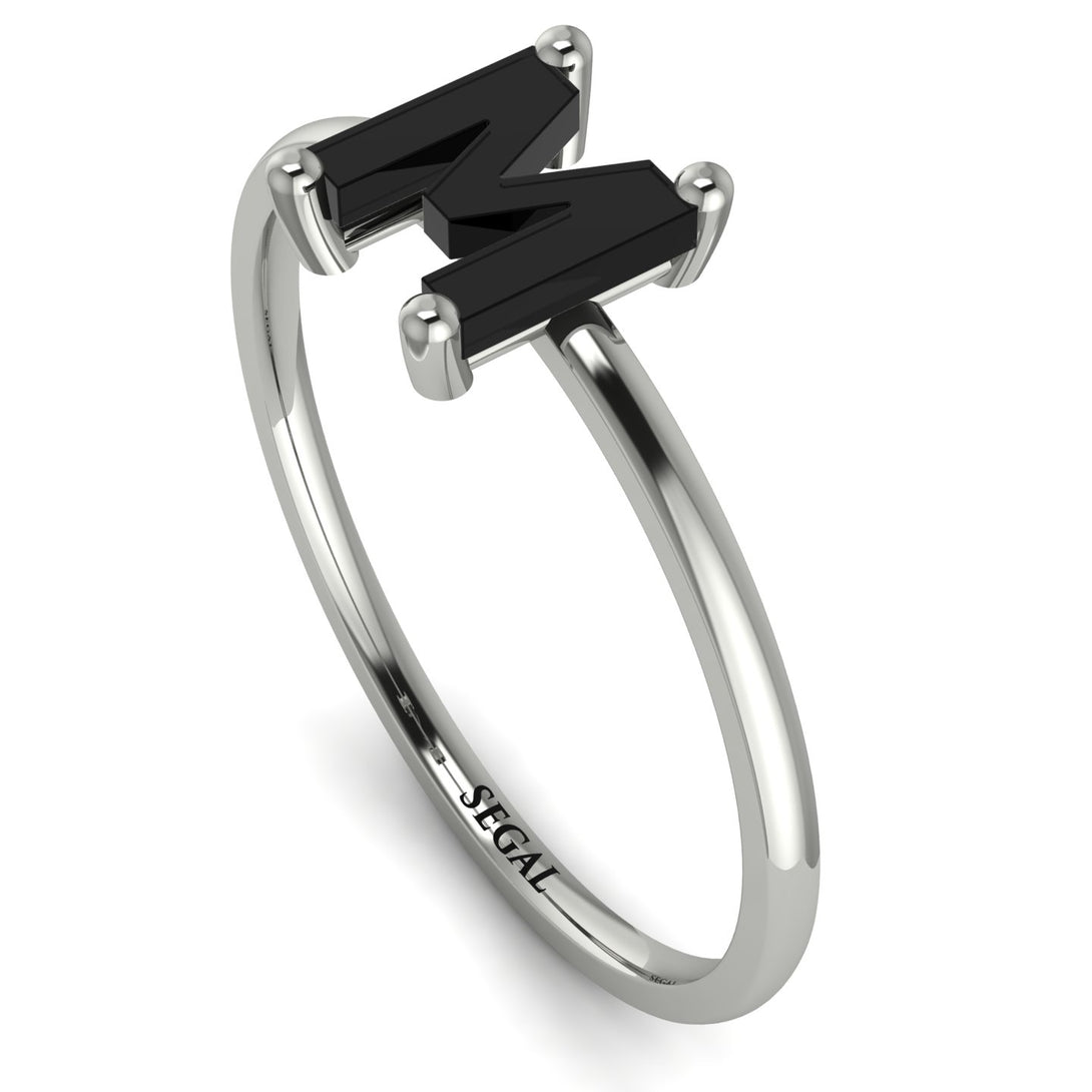 M Letter - Initial White Gold Diamond Ring
